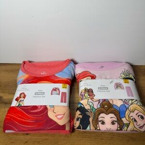 NWT Disney Princess Girls 2-piece Pajama Set Size 10/12, Ariel & Princess Print